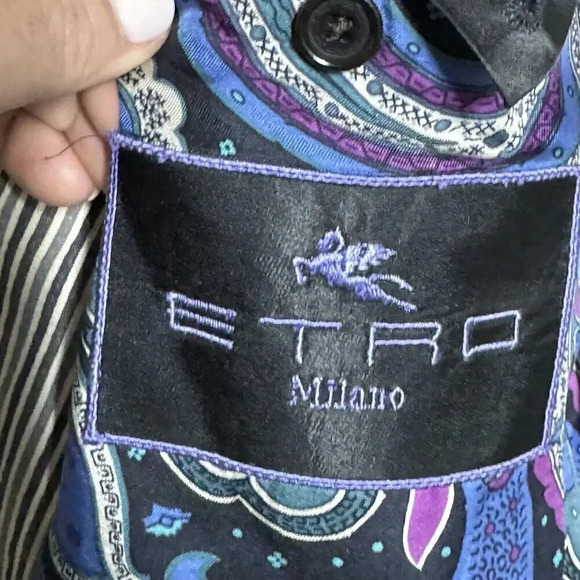 ETRO Mens striped Blazer Jacket size 52 R 42R Gray stripes sport coat - Picture 3 of 9